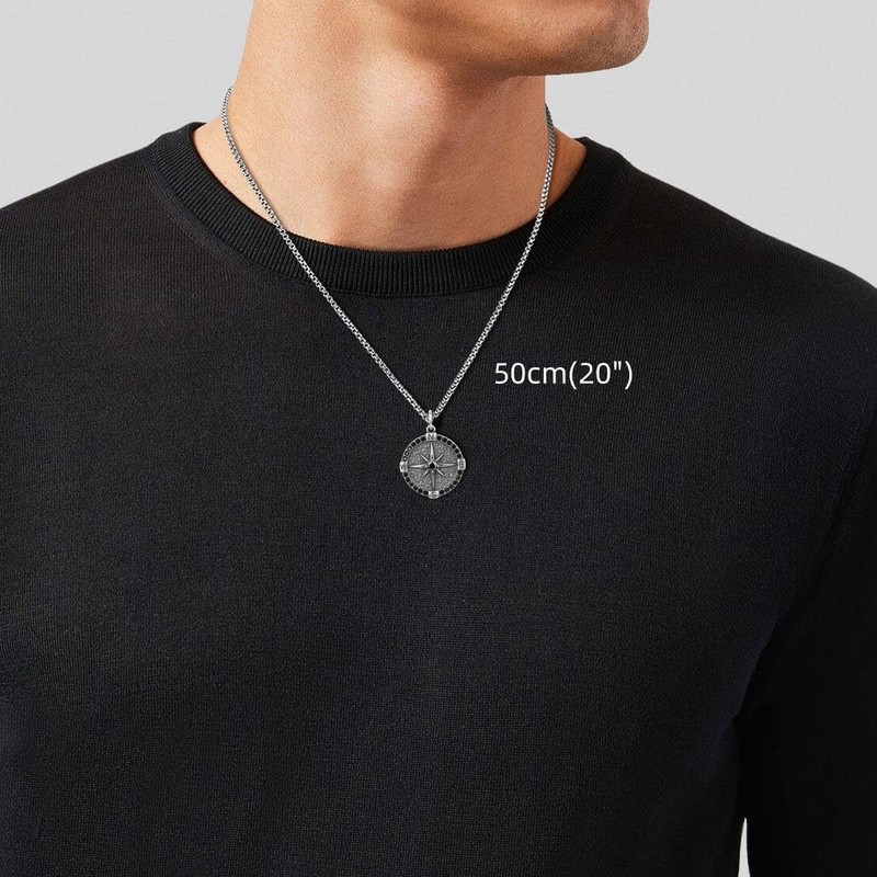 GAVU Compass Necklace for Men with Compass Pendant Small, Stainless