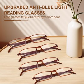 TERAISE Reading Glasses for Men 4-Pack Ultralight Blue Light Blocking Reader Upgrade Computer Reading Glasses Anti-Eye Strain(1.5X)