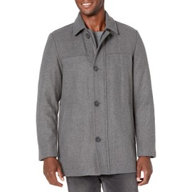 Dockers Men's Weston Wool Blend Coat with Scarf (Regular and Big & Tall), Light Grey, Medium