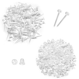 WELANE Clear Earring, 100PCS Plastic Cartilage Earring Posts for Men Women (Studs & Earplugs)