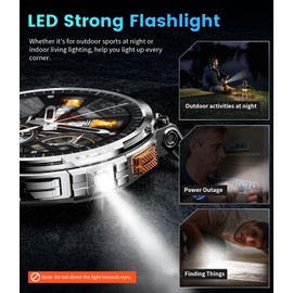 BENYAR SMART Indestructible Men's Smart Watch, 1.85 Inch HD Large Screen, Torch, Calls, 120+ Sports Modes, Pedometer, Calories, Fitness Watch, Multifunction Smartwatch for iOS Android, Black