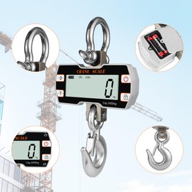 Hyindoor 2000kg 4400lb Crane Scale, 2 Ton Digital Hanging Scale with Remote, Industrial Heavy Duty Electronic Crane Scale