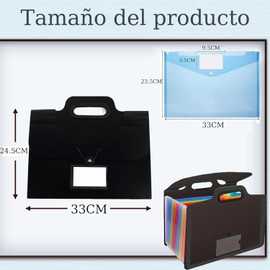 GeorgeX Carpeta de Archivos Organizadora Expandible 13 Folder Tamaño Carta A4, Organizador de Archivos Plástico con Separadores para Guardar Facturas, Recibos, Cupones