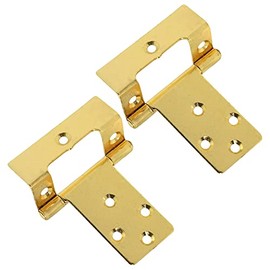 Large Brass Cranked 50mm / 2" Flush Hinges Door Cranked Flush Hinges Heavy Duty Crank Flush Hinges for Internal External Doors Cupboards Cabinets Dresser Wardrobes Pack of 2.