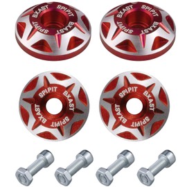 Amavoler License Plate Bolts, 4 pcs Universal M6 CNC Carved Aluminum Alloy License Plate Screw Kit for Motorcycle Chopper Windshield Trim Car Tag Frame,Unique Addition to Your Bike. (Red)