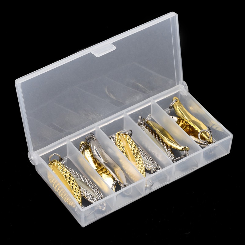 10pcs Metal Shiny Spoon Bait Hard Lures with Hook Fishing