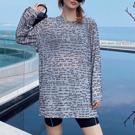 (3pcs) Cover-up Asymmetric Color Block Rash Guard Set Lettering/L 2ea