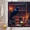 ZKJSMGS Gothic Halloween Shower Curtain,Crow Skull Bookshelf Library Spooky Witchy