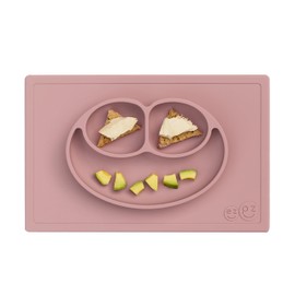 Plato Autoadherible Silicon para Bebé EZPZ Happy Mat Mantel Individual con Plato, Rosa (Blush), 24+ Meses