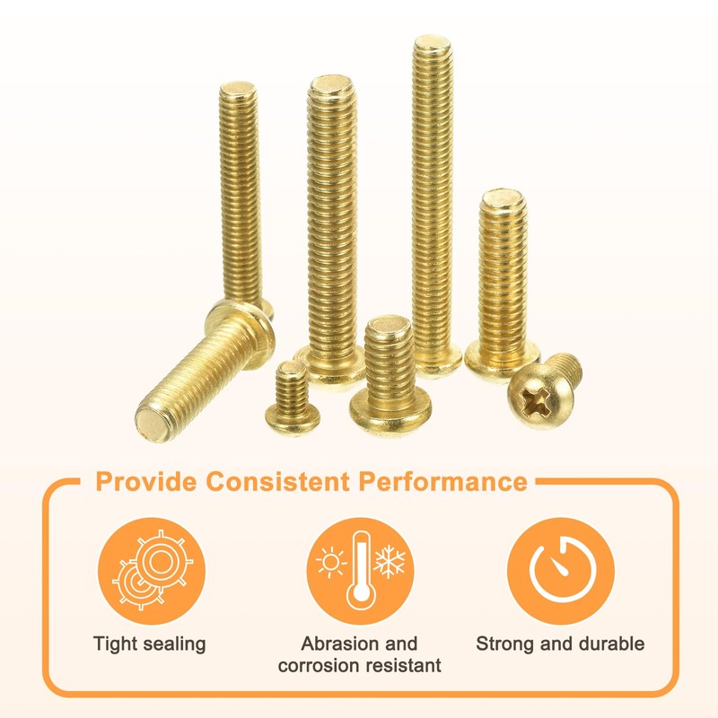 uxcell 20Pcs Brass Machine Screws, M4x6mm Phillips Pan Head Fastener