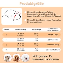 Mesh Dog Muzzle Cover, Muzzle Against Barking with Front Opening Muzzle Dogs with Velcro Fastening, Adjustable Puppy Muzzles Soft Mesh Muzzle for Small, Medium and Large Dogs (L)