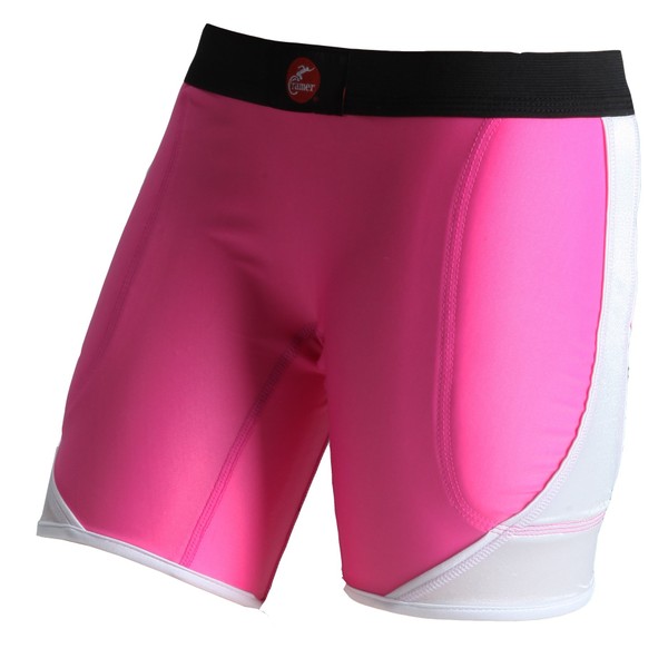 Cramer Women's Crossover Softball Compression Sliding Shorts with Foam Padding, Low-Rise 5 Inch Inseam, Support Prevents Chaffing and Injury During Activity, Pink/White, X-Large