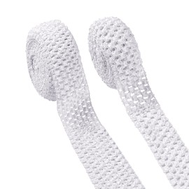 PandaHall 11 Yards Elastic Crochet Headband Ribbon 40mm 55mm White Crochet Stretch Trim Ribbon Polyester Elastic Ribbon for Hair Accessories, Tutus Dress, Tube Top, Waistband