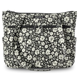 Bella Taylor Everyday Tote | Quilted Floral Handbag for Women | Bicolor Floral Black