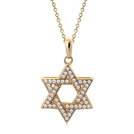 My Daily Styles 925 Sterling Silver Rose Gold-Tone Jewish Star of David White CZ Pendant Necklace