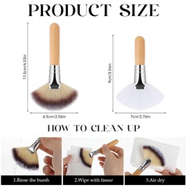 Soft Bristle Highlighting Blush Brush, 4Pcs Facial Fan Brush Esthetician Fan Brush Esthetician Fluffy Fan Brush Face Soft Bristle Highlighting Blush,Soft Bristle Highlighting Blush Brush with Handle