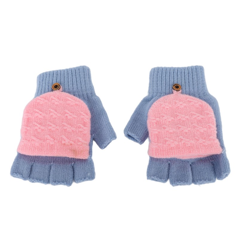 1 Pair Winter Knitted Fingerless Gloves Double Sided Heating USB