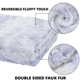 Furry Faux Fur Reversible Soft Fluffy Twin Blanket Luxury for Bed Couch Sofa 60x80 inches Purple White
