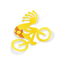 Spacedust NM Zia Cyclist Sticker: Kokopelli NM Land of Enchantment State Zia 5 Inch Decal for Your Car Window or RV,Yellow