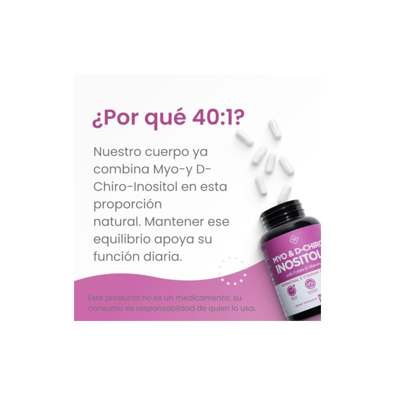 Optify Myo Inositol Chiro Folato Vitamina Gluten 120 Cápsulas Suministro