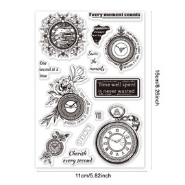 PH PandaHall Pocket Watch Clear Stamps for Card Making, Clear Silicone Stamp Clock Transparent Craft Seal Stamp Vintage Rubber Stamp for DIY Scrapbooking Album Journal Notebook Decor Handmade Crafts