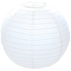 Lampshade Round White Paper Lantern Classic Bamboo Style Ribbed Lampshade Decoration for Party Garden Wedding Decoration (White 20 cm)