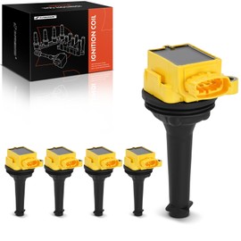 A-Premium (Yellow) Engine Ignition Coil Pack Compatible with Volvo XC60 2015-2016, S60 2004-2009/2012-2016, XC70 2007/2016, C70, V60, C30, S40, V50, S60 Cross Country, V60 Cross Country, V70, 5-PC Set