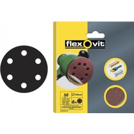 Flexovit FLV26394 Velcro Backed Sanding Discs 150 mm 6 Hole - Crs (6 pack)