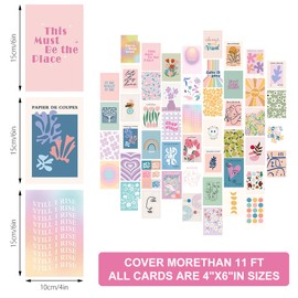 50 Piece Wall Collage Set Poster Aesthetic Room Decor, Wall Collage Aesthetic Room Decoration Aesthetic Peach Petrol Photo Collection, Wall Picture Set Vintage Poster Cute Room Decor for Bedroom Dorm