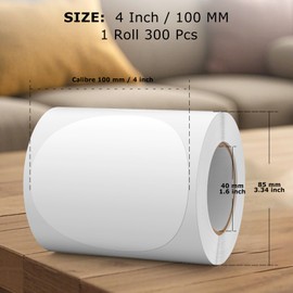 FINDAT White Round Labels 100mm Colour Coding Circle Stickers Vinyl Removable Waterproof Name Tags for Home Office Business 300PCS