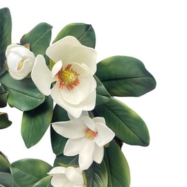 Prolinemax 23" Spring Botanical Farmhouse Real Touch Artificial Magnolia Wreath Silk Floral Home Decoration