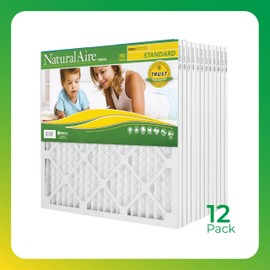 NaturalAire Standard 16X20X1 HVAC Furnace Pleated Air Filter 84858.011620, 12 Pack MERV 8. Traps Harmful Household Airborne Particles