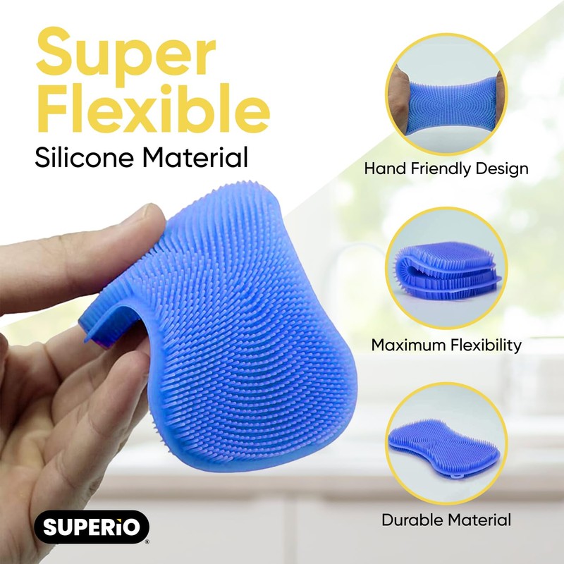 Silicone Heat Resistant Dishwasher Sponge, Fruit Cleaner, Vegetable Washer, Non