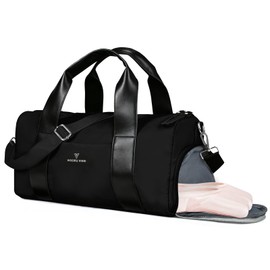 Outplea Small Cute Gym Bag for Women, 15L Lightweight Dance Bag with Wet Pocket & Shoe Compartment, Lightweight Sports Duffle Bags for Travel Workout Ballet Yoga, Black