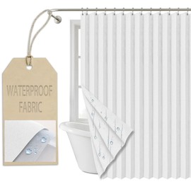 AJAZZ Magnetic Folding Shower Curtains Fabric Polyester Material Waterproof Shower Curtain Suitable for Family Hotel Homestay (White,72" W x 72" L) 1 Panel