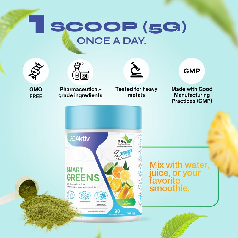 Aktiv Greens Supplement – Pineapple | 95% Organic Ingredients |