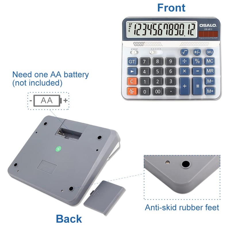 OSALO Calculator Extra Large Display Accounting Big Button 12 Digits