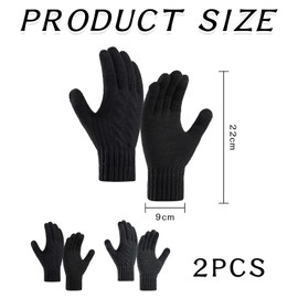2 Pairs Of Knitted Gloves, Thickened Velvet Gloves, Unisex, Warm Gloves, Cold-Proof Gloves For Outdoor Riding