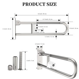 Toilet Grab Bar 32 Inch, YuanDe Brushed Nickel Anti-Slip Support Rail