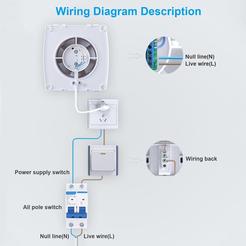 Bathroom Exhaust Fan, 6 inch Silent Ceiling and Wall Mount