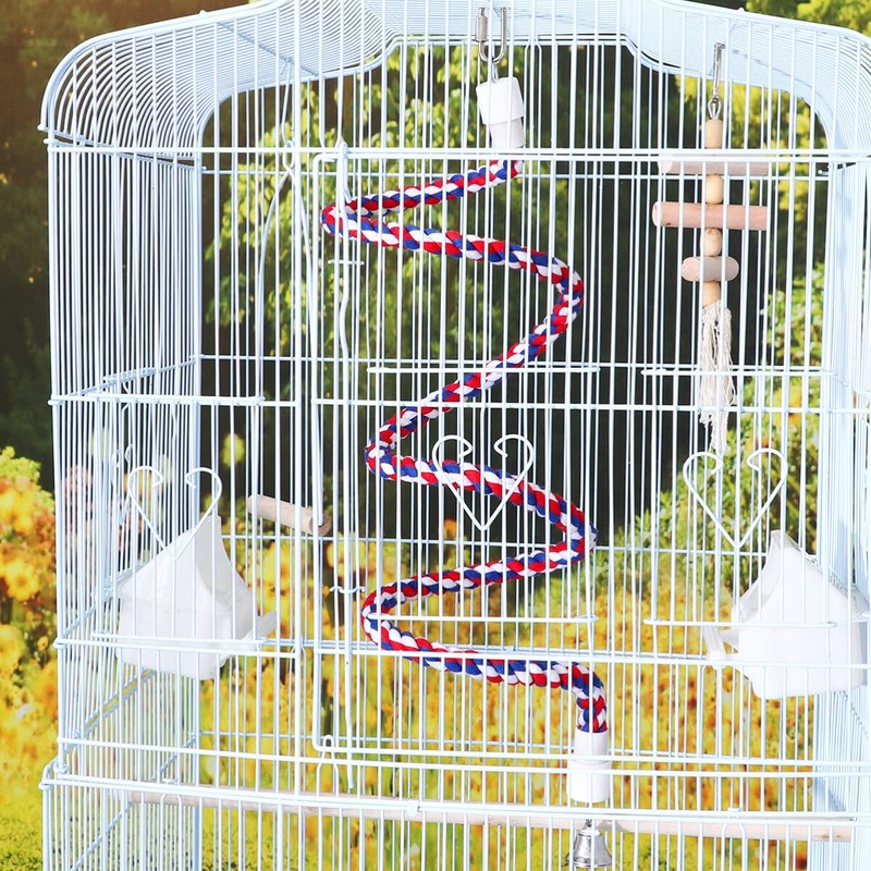 POPETPOP Rope Perch, Parakeet, Perch, Parrot, Bird Toy with Bell