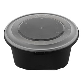 Restaurantware-Cater Tek 118 Ounce Serving Bowls, 25 Count Microwavable, Freezable, Round Disposable Plastic Black Catering Bowls With Lids - Ideal For Soups, Stews, Salads, Chilli, Or Noodles