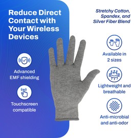 DefenderShield EMF Radiation Protection Gloves – Computer & Cell Phone Gloves Touchscreen-Friendly – Comfortable EMF Protection for Cell Phone Use – Large Size, Anti-Odor & Anti-Static Material