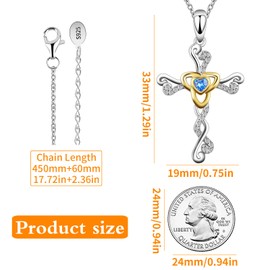 AGNURCADE Celtic Knot Cross Pendant Necklace Sterling Silver Religious Irish Celtic Crucifix Love Heart Zirconia Necklace Jewelry Thanksgiving Birthday Gifts for Women Mom
