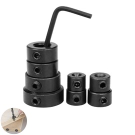 1 Set 3-16mm Drill Bit Depth Stop Collar Ring Set, Woodworking Precision Positioning Depth Limiter, 3 4 5 6 8 10 12 16mm with Hexagon Wrench for Consistent Drilling (Black)