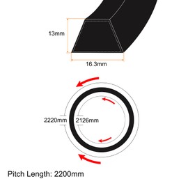sourcing map SPB2200 V-Belt Drive Belt 2200 mm Pitch Length Rubber Power Transmission