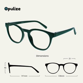 Opulize Blu Blue Light Blocking Glasses Cool Round Frame Spring Hinges Improve Sleep Computer Gaming Anti-Reflective Green Mens Womens B5-6 +0.00