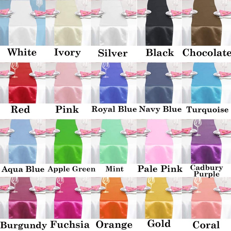 Time to Sparkle 5 Pack Satin Table Runners 12"x108"inch Chair