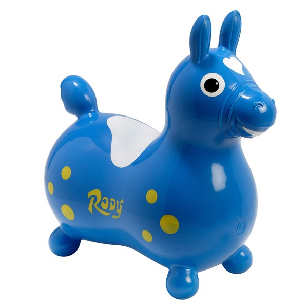 GYMNIC - Rody Bounce Horse, Hopping Ride on Horse for Toddler, Inflatable Horse, Bouncy Animals for Toddlers and Children, Outdoor Toys, Blue