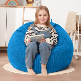 HABUTWAY 2 FT Bean Bag Chair,Giant Bean Bag Chairs,Big Bean Bags with Memory Foam Filled, Large Beanbag Chairs with Soft Corduroy Cover-Blue